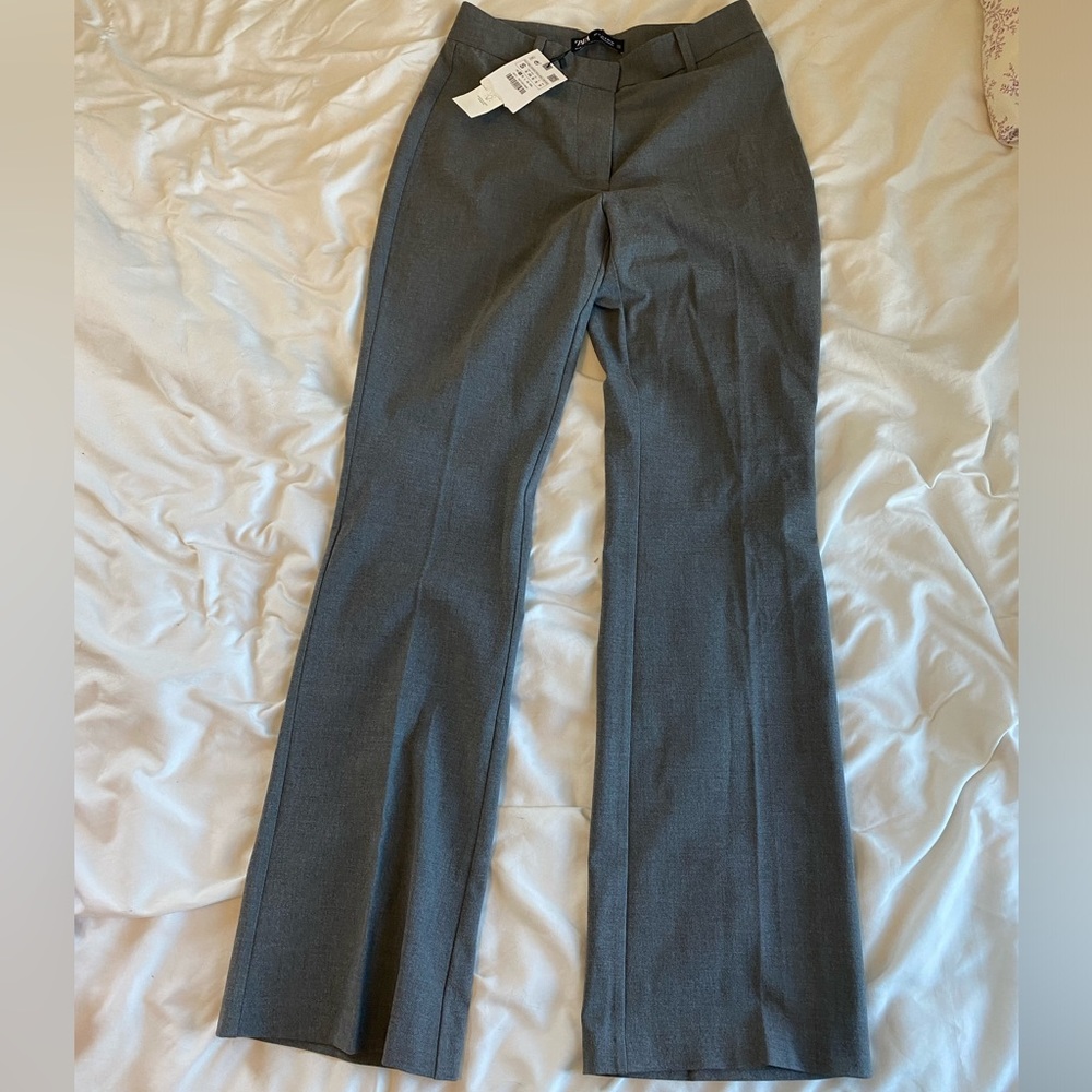 NWT Zara mid-rise gray trouser